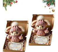 Genérico Mini Bunny Hug Cute Easter, Handmade Bunny Hugs in Box, Pocket-Sized Comfort with Knit Hat & Gift Box, for Friends Family (2PCS-PP)