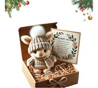 Genérico Mini Bunny Hug Cute Easter, Handmade Bunny Hugs in Box, Pocket-Sized Comfort with Knit Hat & Gift Box, for Friends Family (1PCS-Khaki)