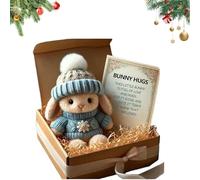 Genérico Mini Bunny Hug Cute Easter, Handmade Bunny Hugs in Box, Pocket-Sized Comfort with Knit Hat & Gift Box, for Friends Family (1PCS-Blue)