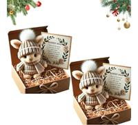 Genérico Mini Bunny Hug Cute Easter, Handmade Bunny Hugs in Box, Pocket-Sized Comfort with Knit Hat & Gift Box, for Friends Family (2PCS-G+G)
