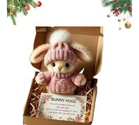 Genérico Mini Bunny Hug Cute Easter, Handmade Bunny Hugs in Box, Pocket-Sized Comfort with Knit Hat & Gift Box, for Friends Family (1PCS-Pink)
