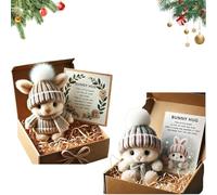 Genérico Mini Bunny Hug Cute Easter, Handmade Bunny Hugs in Box, Pocket-Sized Comfort with Knit Hat & Gift Box, for Friends Family (2PCS-G+K)