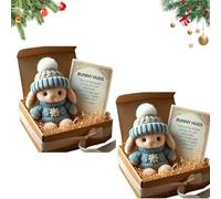 Genérico Mini Bunny Hug Cute Easter, Handmade Bunny Hugs in Box, Pocket-Sized Comfort with Knit Hat & Gift Box, for Friends Family (2PCS-B+B)