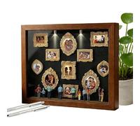 Generico Mini caja silueta museo - Resina de madera 22,7 x 31,4 x 3,7 cm 440 g | para sombra decorativa con marco para exposición de fotos con memoria de luz LED | Adorno de mesa | San Ma