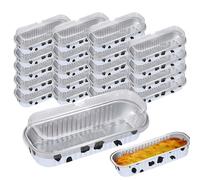 Genérico Mini Cake Pans - 20pcs Non-Stick Aluminum Rectangle Baking Cups 200ml | Muffin Tins Small Baking Pans Holders for Brownies Mini Cakes Bread Desserts Oven Kitchen Bakeware Set