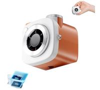 Genérico Mini Camera Shaped Portable Fan With Lanyard, Portable Handheld And Neck Fan Usb Rechargeable And Led Display For Outdoor, Travel, Office Desk Personal Cooling (Orange)
