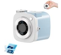 Genérico Mini Camera Shaped Portable Fan With Lanyard, Portable Handheld And Neck Fan Usb Rechargeable And Led Display For Outdoor, Travel, Office Desk Personal Cooling (Blue)