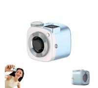 Genérico Mini Camera Shaped Portable Fan with Lanyard,Smart LED Display,Turbo Cooling Handheld Neck Fan,Camera Style Portable Fan,USB Rechargeable,for Outdoor,Office,Desk Use,Travel Camping (blue)