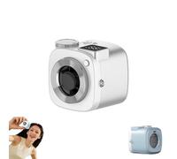 Genérico Mini Camera Shaped Portable Fan with Lanyard,Smart LED Display,Turbo Cooling Handheld Neck Fan,Camera Style Portable Fan,USB Rechargeable,for Outdoor,Office,Desk Use,Travel Camping (white)