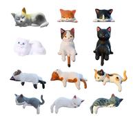 Genérico Mini Cat Figurines, 12-Piece Realistic Adorable Cat Ornaments, Cute Dashboard and Car Accessories for Trailer, RV, Truck, Sedan, Pickup, Bedroom, Living Room, Computer, Home, or Office Decor
