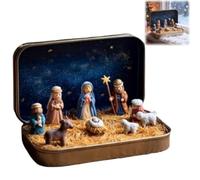 Genérico Mini Christmas Nativity Set in a Tin Box, Handcrafted Pocket-Size 3D Scene, Christian Holy Family Figurines, Religious Christmas Decor Gift for Family (1pcs)