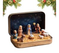 Genérico Mini Christmas Nativity Set in a Tin Box, Handcrafted Pocket-Size Christmas Nativity Scene Gift Tin, Small Religious Ornament, for Desk, Shelf, Office Decor (1Pcs)