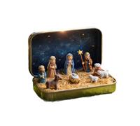 Genérico Mini Christmas Nativity Set In a Tin Box, Handcrafted Pocket Size Nativity Scene Gift Tin, Christmas Decoration for Home Gifts, Home or Travel (1PCS)