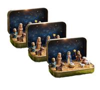 Genérico Mini Christmas Nativity Set In a Tin Box, Handcrafted Pocket Size Nativity Scene Gift Tin, Christmas Decoration for Home Gifts, Home or Travel (3PCS)