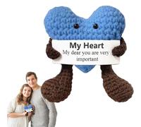 Generico Mini corazón de punto - Lana 6,5 x 9,5 cm | Muñeco de bolsillo hecho a mano | Artesanal de ganchillo para apoyo emocional, San, decoración del hogar, niños y