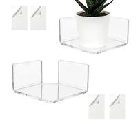 Genérico Mini Corner Shelf - Adhesive Acrylic Wall Mount Floating Bracket Set for Storage | 2 Piece Space Saving with Organizer, Bathroom Kitchen Bedroom Living Room for Monitor Speaker Display