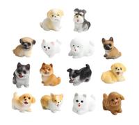 Genérico Mini Dog Figurines, Resin Animal Ornament Set, 14 Pcs Cute Puppy Sculpture Collection with Hand Painted Detail Design, Decorative Display Pieces For Home Desk Garden Patioz Party Favor Use
