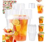 Genérico Mini Drink Buckets with Lids and Straws,Reusable Plastic Boozy Buckets for Drinks 17/24/35 oz,Clear Drink Cups with Handles for Pool, Beach,Birthday Party Supplies (100PCS,500ml/17oz)