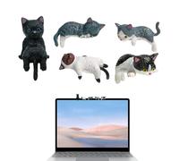 Genérico Mini Feline Figurines, Cat Monitor Decorations, 5-Piece Ornament Set with Static Build, Heavy Duty Desktop Accent, Office Gear with Modern Style, for Daily Commuters