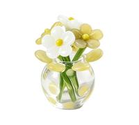 Genérico Mini Glass Flowers - Artificial Bouquet with Vase | Small Flower Bouquet | Glass Desktop Ornament Set For Women Mother's Day Home Table Centerpiece Office Birthday Gift 3x3x4cm 14g