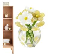 Genérico Mini Glass Flowers - Glass Flower Bouquet, Artificial Bouquet with Vase, Handmade Mini Faux Flowers for Women Mother Day Wedding Home Office Table Centerpieces Gift Set Decoration