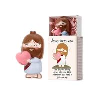 Genérico Mini Jesus Loves You Figures - Tabletop Decor Mini,Desk Decoration Statue | For Bookcase Window Sill Bookshelf Nightstand Bedside Bedroom Living Room Home Office