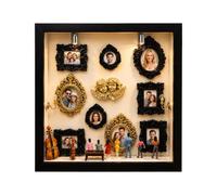 Genérico Mini Marco De De Sombra - De Memoria De Madera Dorada, Figuras De Personas De Resina, Coleccionable para El Hogar | Estuche con Marco De Fotos Profundo, Regalo para Parejas Familiares