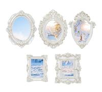 Genérico Mini Marcos | 5 Antiguos Pequeños de Resina para Fotos,Marcos Vintage Miniatura - Para Manualidades, Exhibición de Joyas, Fotografía, Hoteles, Hogar, Pared, Galería, Museo