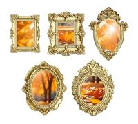Genérico Mini marcos de fotos vintage - 5 piezas de artesanías pequeñas de resina antigua para fotos,Marcos Vintage en Miniatura | para Pared Hogar Galería Museo Hotel Decoración Bisutería