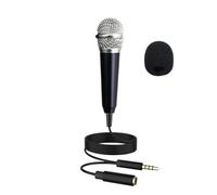 Genérico Mini Microphone - Portable Vocal Karaoke, Handheld 3.5mm Metal Wired | Small Mobile Phone Recording, Omnidirectional Stereo Podcast Accessory | Laptop Notebook Tablet Singing App Pink Silver