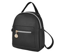 Genérico Mini Mochila Bolso de Hombro Diseño Multi-bolsillos de Pu para Mujer y Correa Ajustable Negro Gran Capacidad y Estilo Moderno para Oficina y Escuela