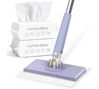 Genérico Mini Mop Automático, 360° Rotación de Paño Automático con 100 Paños Faciales, Mop Mini Manual, Ideal para Baño y Cocina (71cm/28in, Purple)
