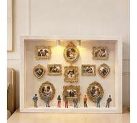 Genérico Mini Museo DIY Con Luz LED - Kit De Marcos En Miniatura Con 11 Marcos Y 8 Figuras Para Crear Tu Propia estuche De Sombras | Regalo Emocional Para Adultos, Cumpleaños, Aniversario Y Navidad