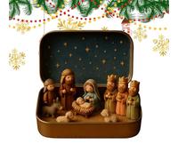 Genérico Mini Nativity Set, Versatile Decor Choice, Resin Figurines Iron Tin Box Material, Jesus Birth Decoration, Holy Family Figures, Long-Lasting Craftsmanship, for Home Office Bedroom Church
