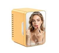 Genérico Mini Nevera Blanca con Espejo LED y Control táctil de 3 Niveles de Intensidad; refrigerador para cosméticos y Productos de Cuidado de la Piel con función de frío y Calor (AC/DC). (C)