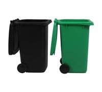 Genérico Mini Papelera De Escritorio y Portalápices 2piezas Plástico Negro y Verde Diseño Divertido Organizador De Escritorio Diario Oficina