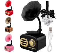Genérico Mini Retro Bluetooth Smart Speaker, Portable Desktop Speaker, Portable Music Player with Sound for Travel，Colores，Negro, Rosa, Marrón, Rojo (Negro)