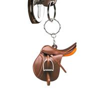 Genérico Mini Saddle Keychain - Acrylic Horse Saddle Charm, Brown Western Key Ring, Decorative Car Ornament | Horse Lover Gift Party Favor, Equestrian Accessory For Bag Backpack Or Key Holder