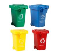 Genérico Mini Trash Can For Desk - Tiny Recycling Bin | 4 Pieces Small Garbage Sorting Toy With ABS Material For Kids Adults Home Studio Office School Classroom Kindergarten Nursery