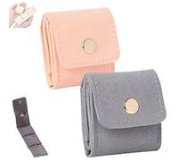 Genérico Mini Travel Jewelry Bag, Auxiliaryn Jewelry Organizers and Storage, Portable Foldable Travel Roll Bag with Buckle (pink+gray)