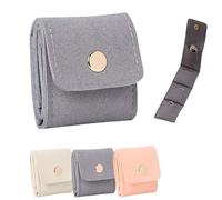 Genérico Mini Travel Jewelry Bag,Buckle Foldable Portable Jewelry Storage Bag,Small Jewelry Bag,Stores Rings, Earrings And Necklaces,Suitable for Putting in A Bag And Traveling (Gray)