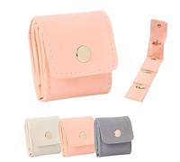 Genérico Mini Travel Jewelry Bag,Buckle Foldable Portable Jewelry Storage Bag,Small Jewelry Bag,Stores Rings, Earrings And Necklaces,Suitable for Putting in A Bag And Traveling (Pink)