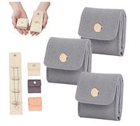 Genérico Mini Travel Jewelry Bag Foldable, Small Travel Jewelry Pouch, Mini Jewelrys Travels Case Velvet with Buckle for Travels Essentials, Earrings, Rings, Necklaces(Gray*3pcs)