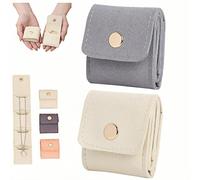 Genérico Mini Travel Jewelry Bag Foldable, Small Travel Jewelry Pouch, Mini Jewelrys Travels Case Velvet with Buckle for Travels Essentials, Earrings, Rings, Necklaces(Beige+Gray)