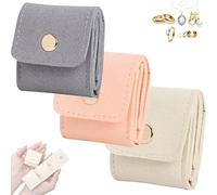 Genérico Mini Travel Jewelry Bag, Mini Travel Jewelry Roll Bag with Buckle, Compact Organizer for Rings & Necklaces (3pcs-d)