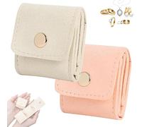 Genérico Mini Travel Jewelry Bag, Mini Travel Jewelry Roll Bag with Buckle, Compact Organizer for Rings & Necklaces (2pcs-c)