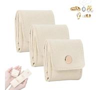 Genérico Mini Travel Jewelry Bag, Mini Travel Jewelry Roll Bag with Buckle, Compact Organizer for Rings & Necklaces (3pcs-a)