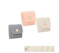 Genérico Mini Travel Jewelry Organizer Roll Bag - Portable Foldable Case with Velvet Pouch & Buckle for Earrings, Rings, Necklaces (3pcs)