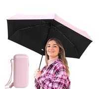 Genérico Mini Travel Umbrella - Portable Sun Umbrella | Compact UV Protection Pocket Parasol Lightweight Women Girls Outdoor Sunshade Rain Wind Resistant with Case | 90cm Open