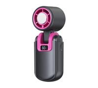 Generico Mini ventilador | ABS 12,2 cm portátil gris rosa USB C carga 2400 mAh | Ventilador silencioso 5 velocidades pantalla digital ajuste 180° | refrigeración personal viaje oficina